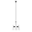 Modway Beacon 3-Light Metal and Glass Pendant Light in Opal/Black