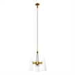 Modway Beacon 3-Light Metal and Glass Pendant Light in Opal/Satin Brass