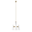 Modway Beacon 3-Light Metal and Glass Pendant Light in Opal/Satin Brass