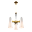 Modway Beacon 3-Light Metal and Glass Pendant Light in Opal/Satin Brass