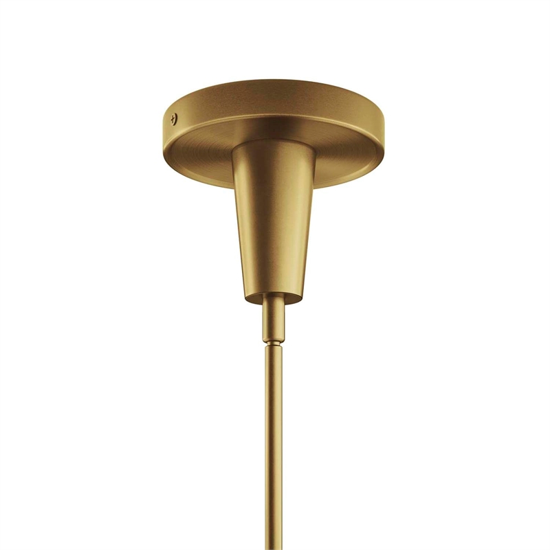 Modway Beacon 3-Light Metal and Glass Pendant Light in Opal/Satin Brass