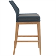 Modway Wellspring Outdoor Patio Teak Wood Bar Stool in Blue/Graphite