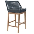 Modway Wellspring Outdoor Patio Teak Wood Bar Stool in Blue/Graphite