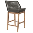 Modway Wellspring Outdoor Patio Teak Wood Bar Stool in Gray/Graphite