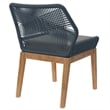 Modway Wellspring Outdoor Patio Teak Wood Dining Chair in Blue/Graphite