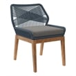 Modway Wellspring Outdoor Patio Teak Wood Dining Chair in Blue/Graphite