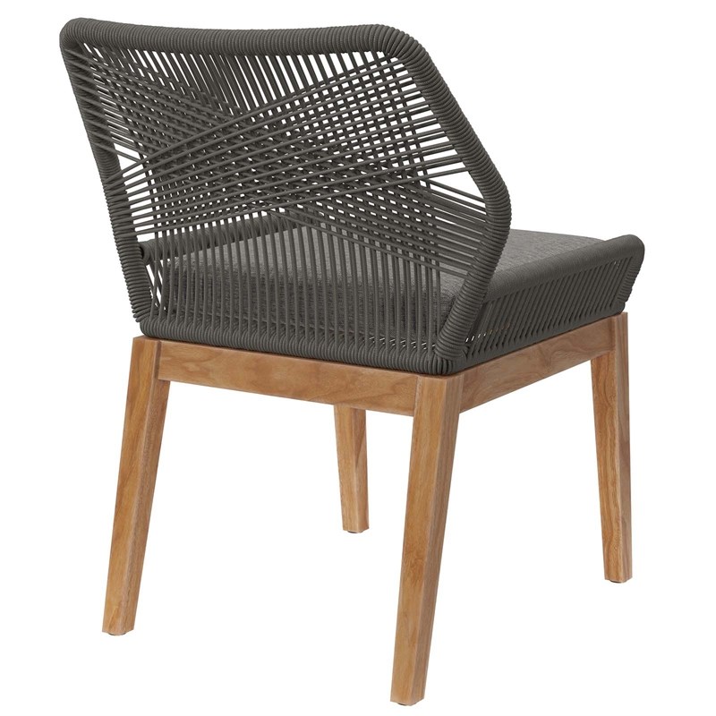 Modway Wellspring Outdoor Patio Teak Wood Dining Chair in Gray/Graphite