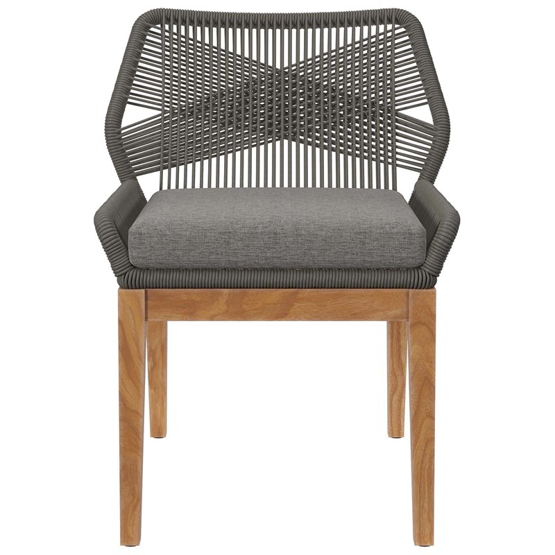 Modway Wellspring Outdoor Patio Teak Wood Dining Chair in Gray/Graphite