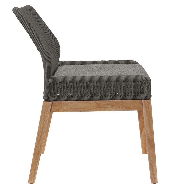 Modway Wellspring Outdoor Patio Teak Wood Dining Chair in Gray/Graphite