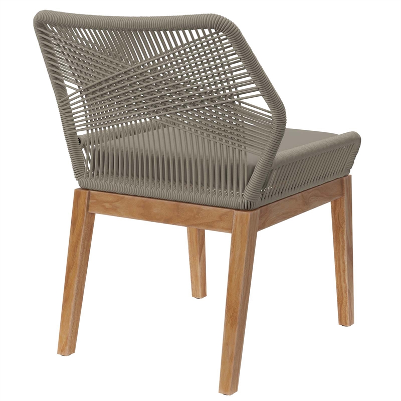 Modway Wellspring Outdoor Patio Teak Wood Dining Chair in Light Gray/Greige