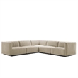 Modway Conjure 5Pcs L-Shaped Channel Tufted Fabric Sectional in Beige/Black
