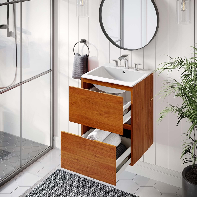 Modway Scenic Bathroom Vanity in Cherry White