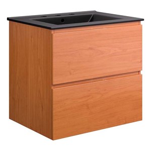 Modway Scenic 24&quot Melamine Wall-Mount Bathroom Vanity in Cherry/Black