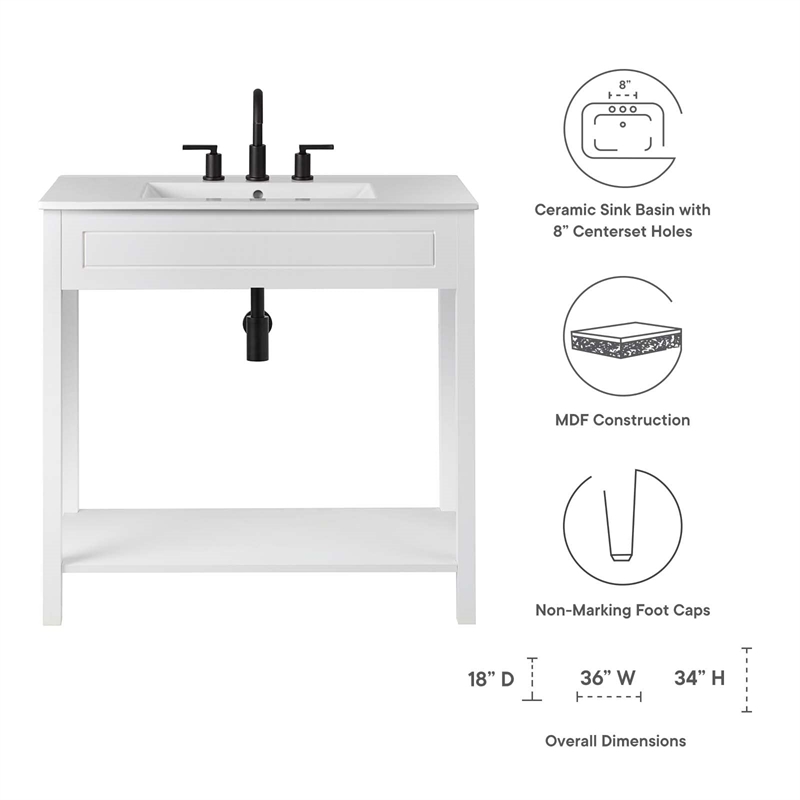 Modway Altura Bathroom Vanity in White White