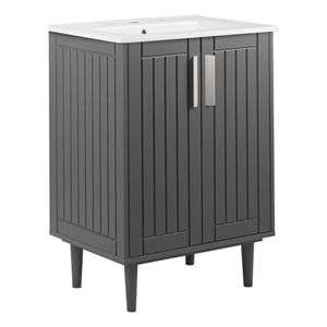 Modway Augusta 24&quot Modern Style Wood Bathroom Vanity in Gray/White