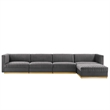 Modway Sanguine 5-Piece Velvet Modular Sectional Sofa in Gray