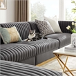 Modway Sanguine 5-Piece Velvet Modular Sectional Sofa in Gray