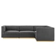 Modway Sanguine 4-Piece Velvet Right-Facing Modular Sectional Sofa in Gray