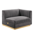 Modway Sanguine 4-Piece Velvet Left-Facing Modular Sectional Sofa in Gray