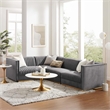 Modway Sanguine 4-Piece Velvet Left-Facing Modular Sectional Sofa in Gray