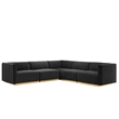Modway Conjure 5-Piece Velvet and Stainless Steel Sectional - Gold/Black