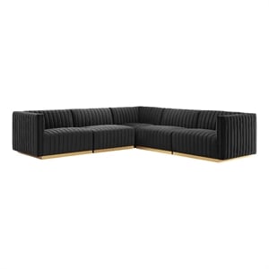 Modway Conjure 5-Piece Velvet and Stainless Steel Sectional - Gold/Black