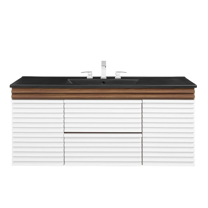 Modway Render 48" Wood WallMount Bathroom Vanity White/Walnut/Black