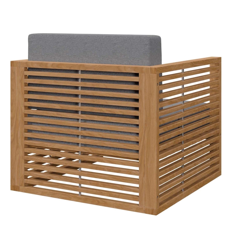Modway Carlsbad 6-Piece Teak Wood Outdoor Patio Set in Natural/Gray