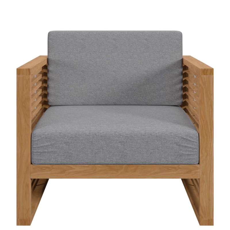 Modway Carlsbad 6-Piece Teak Wood Outdoor Patio Set in Natural/Gray