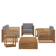 Modway Carlsbad 6-Piece Teak Wood Outdoor Patio Set in Natural/Gray