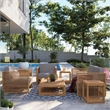 Modway Carlsbad 6-Piece Teak Wood Outdoor Patio Set in Natural/Gray