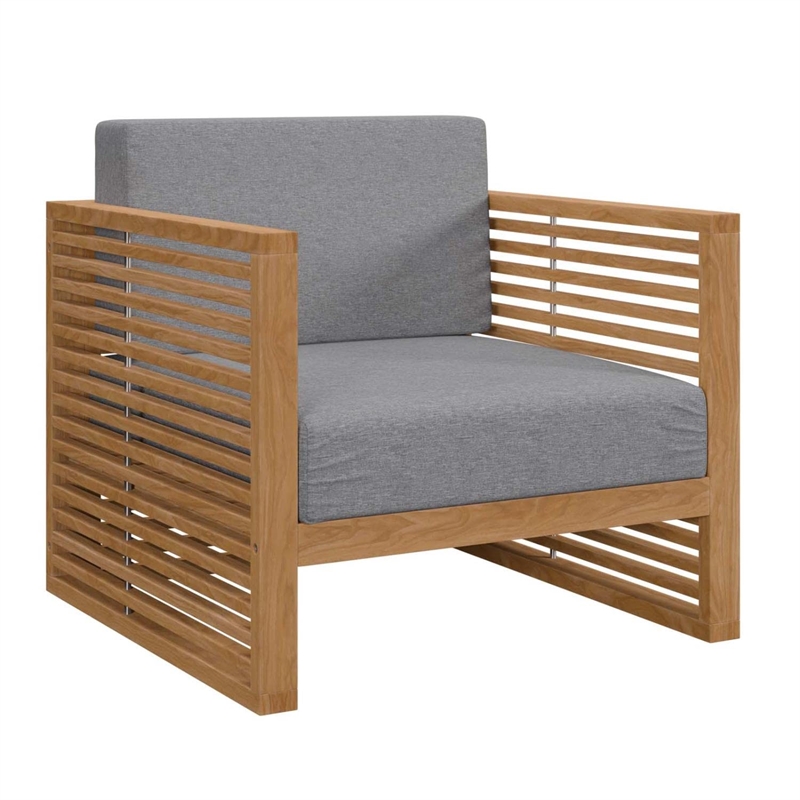 Modway Carlsbad 6-Piece Teak Wood Outdoor Patio Set in Natural/Gray