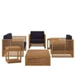 Modway Carlsbad 6-Piece Teak Wood Outdoor Patio Set in Natural/Navy