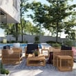 Modway Carlsbad 6-Piece Teak Wood Outdoor Patio Set in Natural/Navy