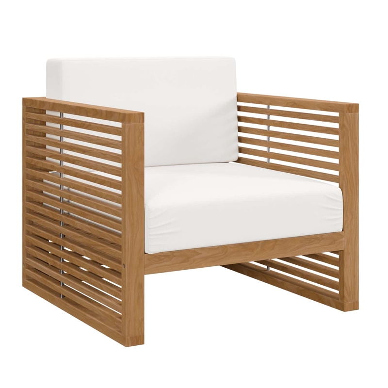 Modway Carlsbad 6-Piece Teak Wood Outdoor Patio Set in Natural/White