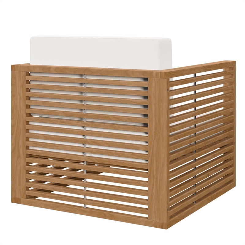 Modway Carlsbad 6-Piece Teak Wood Outdoor Patio Set in Natural/White