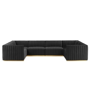 Modway Conjure 6-Piece U-Shaped Velvet & Stainless Steel Sectional - Gold/Black