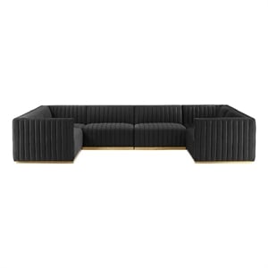 Modway Conjure 6-Piece U-Shaped Velvet & Stainless Steel Sectional - Gold/Black