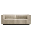 Modway Conjure Channel Tufted Upholstered Fabric Loveseat in Black/Beige
