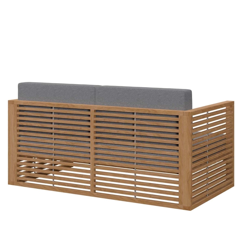 Modway Carlsbad 3-Piece Teak Wood Outdoor Patio Set in Natural and Gray
