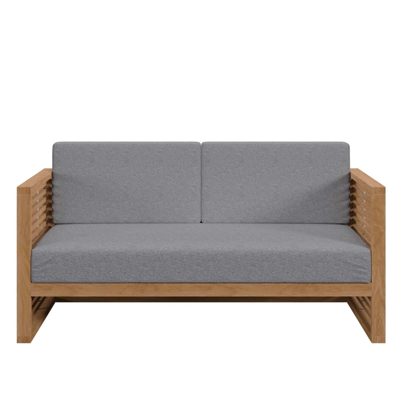 Modway Carlsbad 3-Piece Teak Wood Outdoor Patio Set in Natural and Gray