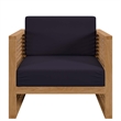 Modway Carlsbad 3-Piece Teak Wood Outdoor Patio Set in Natural and Navy