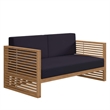 Modway Carlsbad 3-Piece Teak Wood Outdoor Patio Set in Natural and Navy