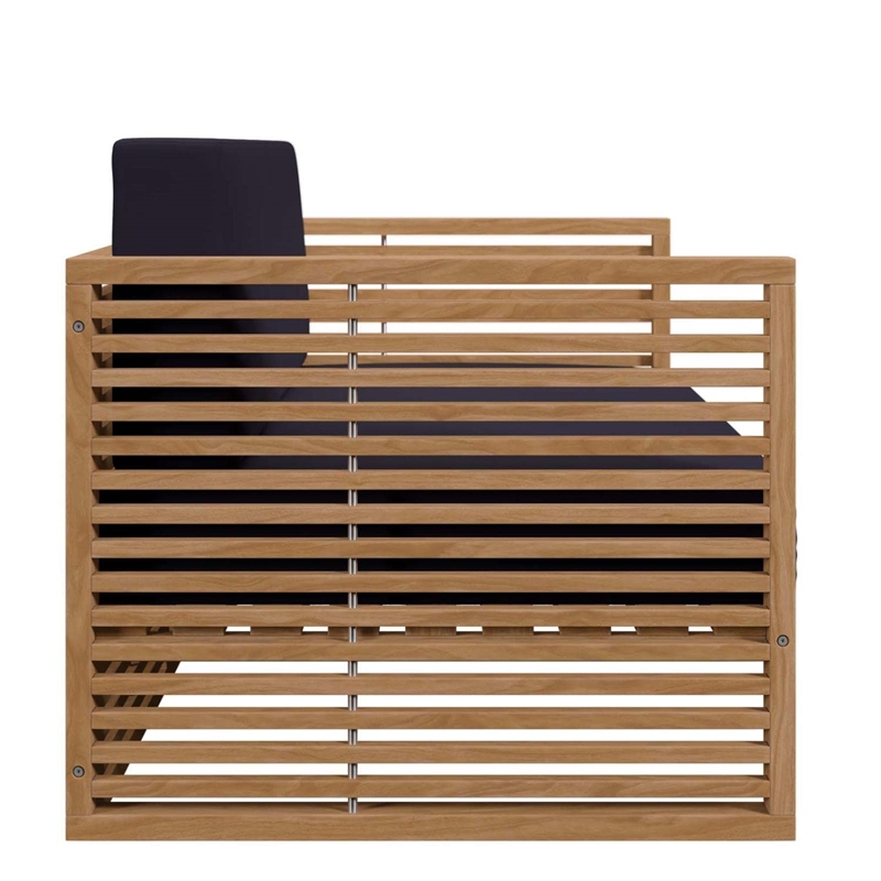 Modway Carlsbad 3-Piece Teak Wood Outdoor Patio Set in Natural and Navy