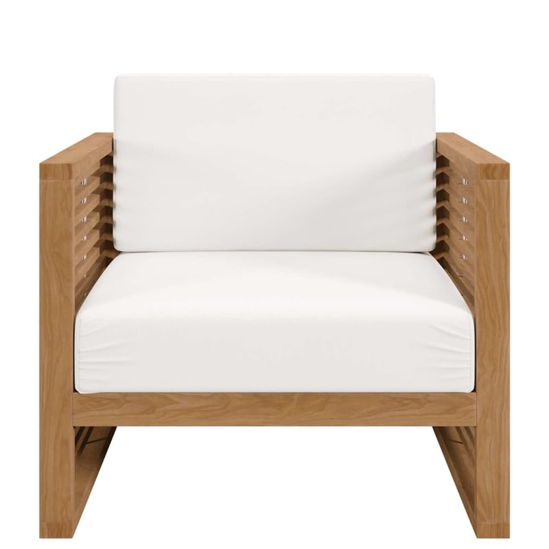 Modway Carlsbad 3-Piece Teak Wood Outdoor Patio Set in Natural and White