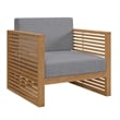Modway Carlsbad 3-Piece Teak Wood Outdoor Patio Set in Natural/Gray