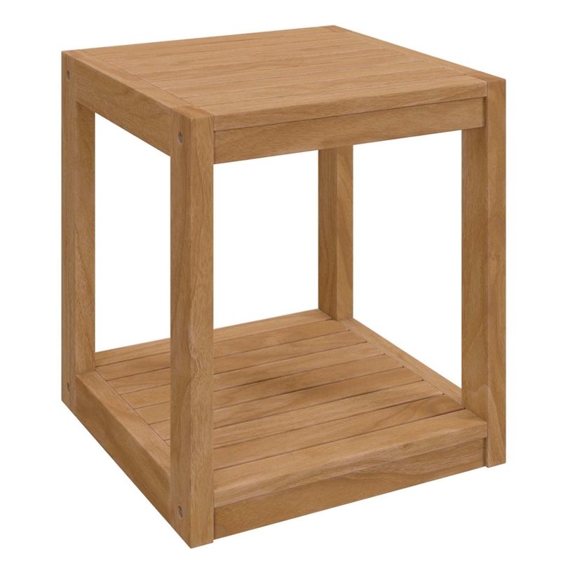 Modway Carlsbad 3-Piece Teak Wood Outdoor Patio Set in Natural/White