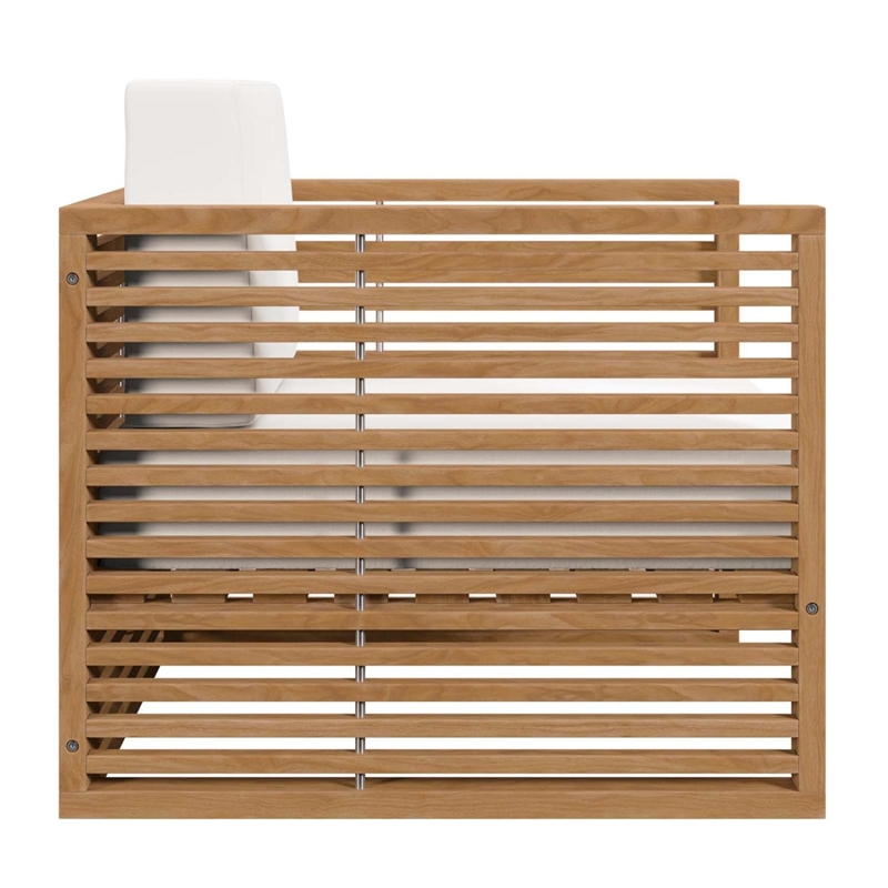 Modway Carlsbad 3-Piece Teak Wood Outdoor Patio Set in Natural/White