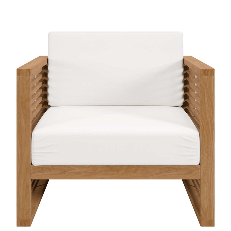 Modway Carlsbad 3-Piece Teak Wood Outdoor Patio Set in Natural/White
