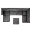 Modway Sanguine 7-Piece Velvet Right-Facing Modular Sectional Sofa in Gray